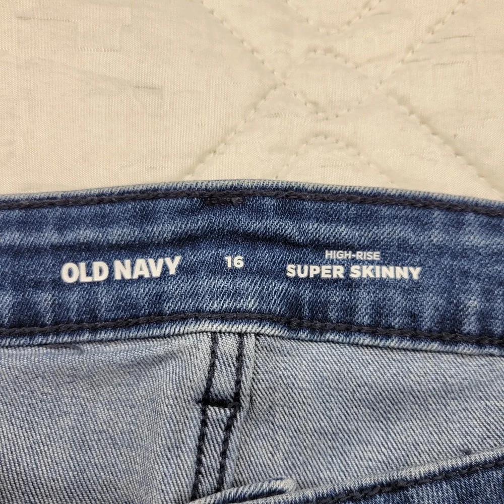 Old Navy High‎ Rise Super Skinny blue jeans size 16 - Picture 4 of 6